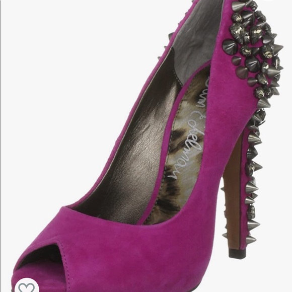 Sam Edelman Lorissa Hot Pink Studded Heels - Picture 3 of 9